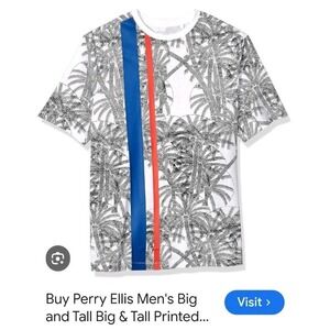 Perry Ellis T-Shirt Big & Tall Mens 3XLT Printed Geometric Pattern $49